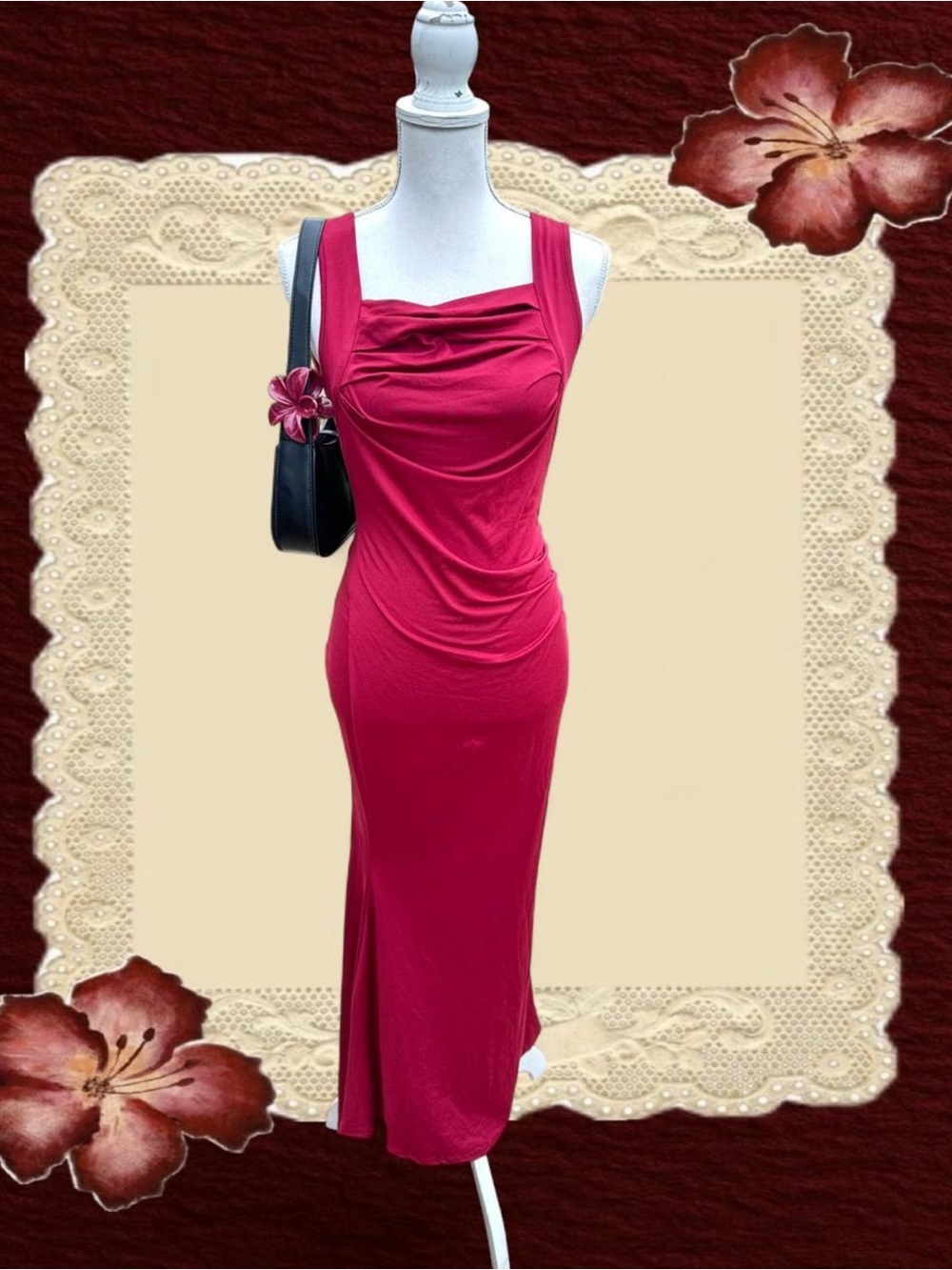 Fuchsia Draped Tank Maxi Dress